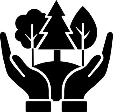 Hands holding trees for environmental forest preservation Illustrazione stock
