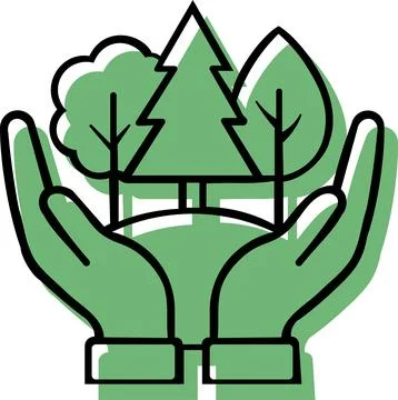 Hands holding trees forest protection icon Illustrazione stock