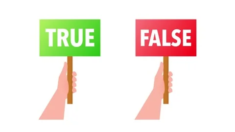 Hands holding true and false signs for quiz show decision Stock Footage 318199140