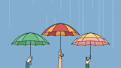 Hands holding umbrellas in rain Stock Footage 220780278