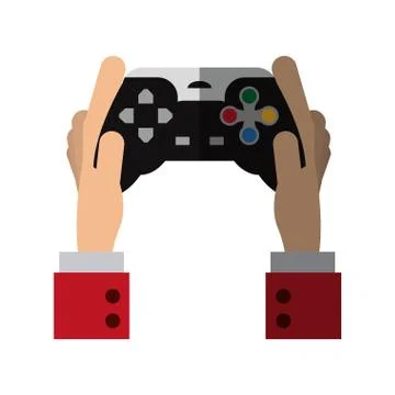 Hands holding video game controller icon image Stock Illustration