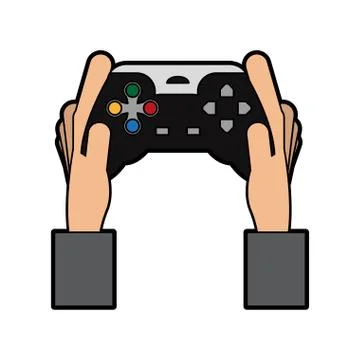 Hands holding video game controller icon image Stock Illustration