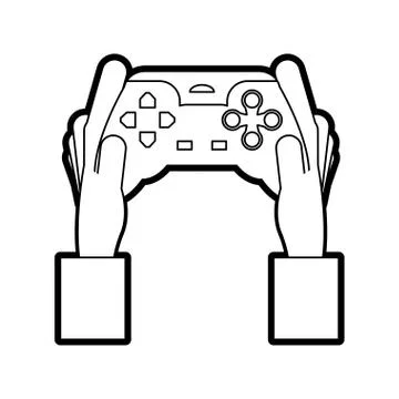 Hands holding video game controller icon image Stock Illustration
