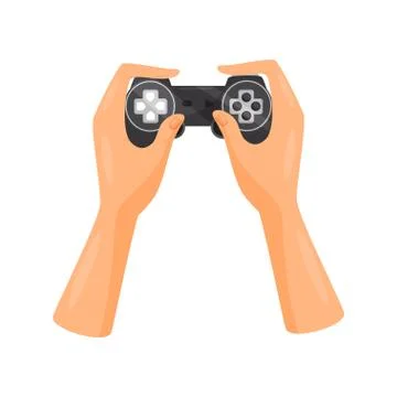 Hands holding video game controller, gaming concept vector Illustration on a Illustrazione stock