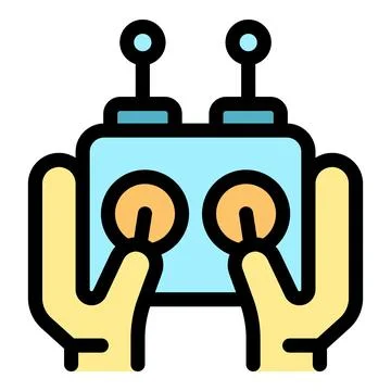 Hands holding wireless remote control with thumbs on joysticks Stock Illustration