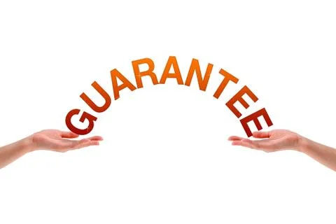 Hands holding the word guarantee. Stock Illustration