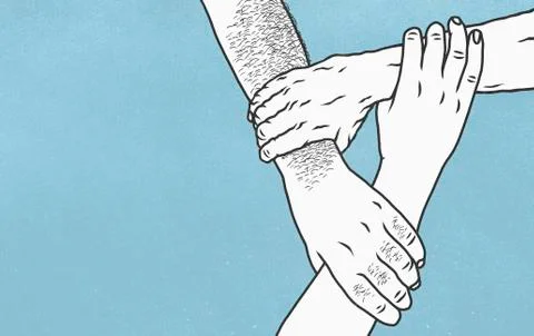 Hands holding wrists in support Illustrazione stock