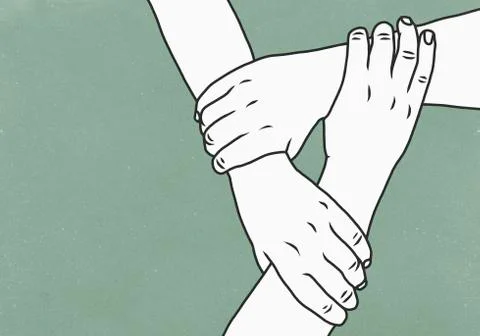 Hands holding wrists in support Illustrazione stock