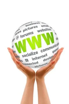 Hands holding a www sphere Stock Illustration