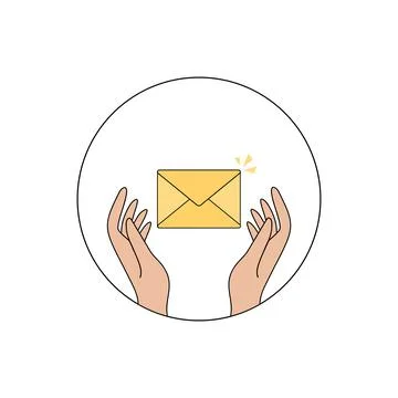 Hands holding a yellow envelope Stock Illustration