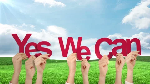 Hands holding up yes we can Stock Footage 57640552