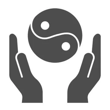 Hands holding yin yang solid icon. Yin yang symbol vector illustration isolated Stockillustratie