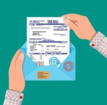 Hands holds envelope with tax declaration Stock Illustration