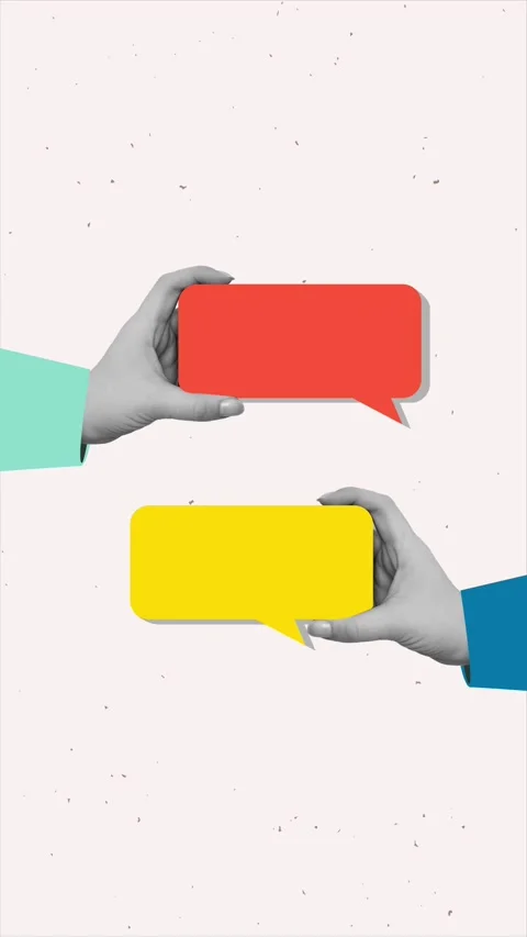 Hands holds a speech bubbles with a copy space. Dialogue concept Stock Footage 337397927