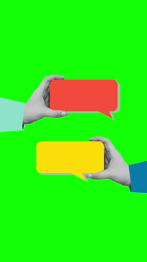 Hands holds a speech bubbles with a copy space. Dialogue concept Stock Footage 337397930