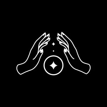 Hands hope circle ball rounded minimal simple line style logo design vector.. Stock Illustration