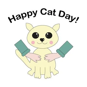 Hands hugging a cat on a white background Stock Illustration