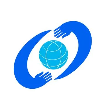 Hands hugging the globe.Vector sign Love for the earth. Stock Illustration