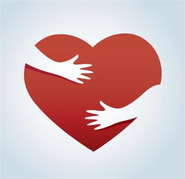 Hands hugging the heart vector, concept of love and care Stock Illustration