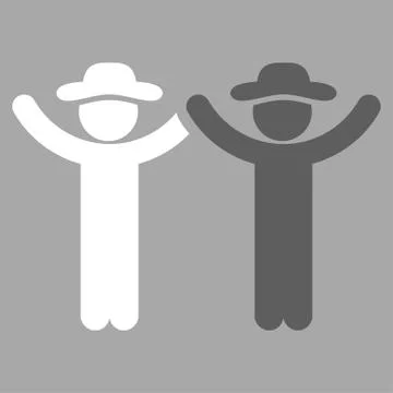 Hands Up Human Figures Icon Stock Illustration