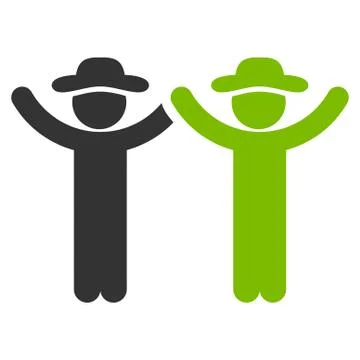Hands Up Human Figures Icon Stock Illustration