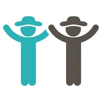 Hands Up Human Figures Icon Stock Illustration