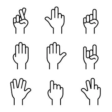 Hands Icons Set on White Background. Vector 库存插图