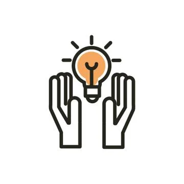 Hands idea solution web development icon line and fill Stock Illustration