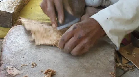 Hands of an Indian Cobbler Stock Footage 10738185