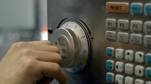 Hands industrial engineer using computer numerical control. Cnc machine Video stock 79926279
