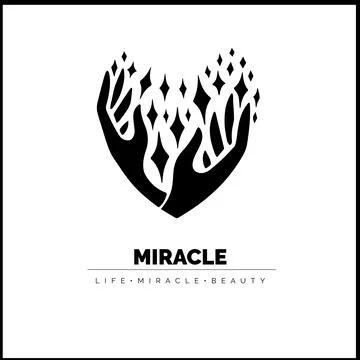 Hands inside heart vector logo. Great care logo, miracle, medical and beauty Stock Illustration