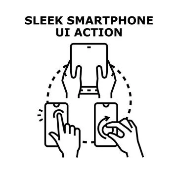 Hands interacting with mobile interface and digital technology Stock Illustration