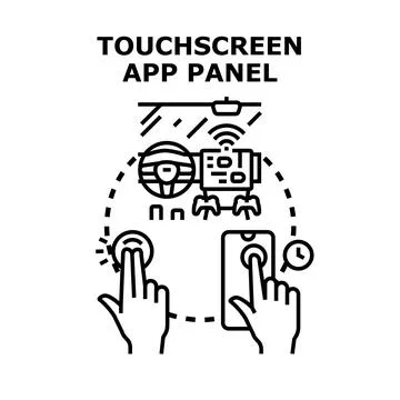 Hands interacting with touchscreen vehicle and mobile applications Stockillustratie