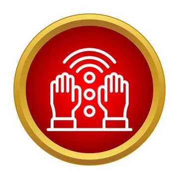 Hands interacting with wireless signal network icon Stock Illustration