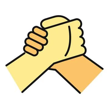 Hands interlocking demonstrating partnership, unity and support icon Illustrazione stock