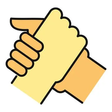 Hands interlocking, showing teamwork, partnership, and agreement icon 스톡 일러스트