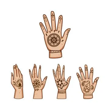 Hands with intricate mehndi patterns celebrating tradition Stock Illustration