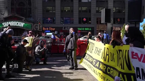 Hands off Iran' protest on Times Square 5 Stock Footage 329904295