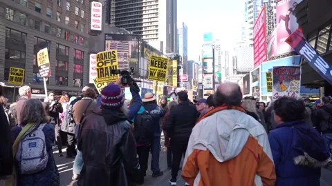 Hands off Iran' protest on Times Square 4 Stock Footage 329904297