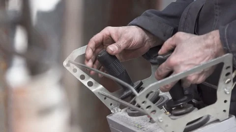 Hands with joystick robot manipulator 動画素材 93862076