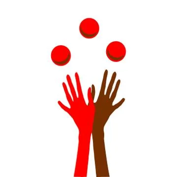 Hands juggling with balls. Abstract design template Stock Illustration