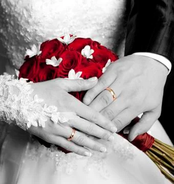 The hands of just married Stock Photos