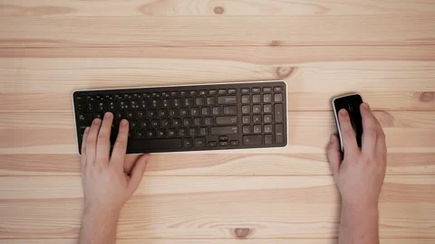 Hands on keyboard and computer mouse. Stock Footage 87544586