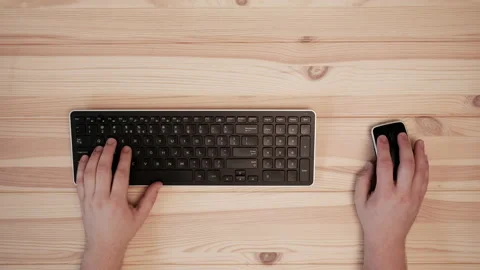 Hands on keyboard and computer mouse. Stock Footage 87545228