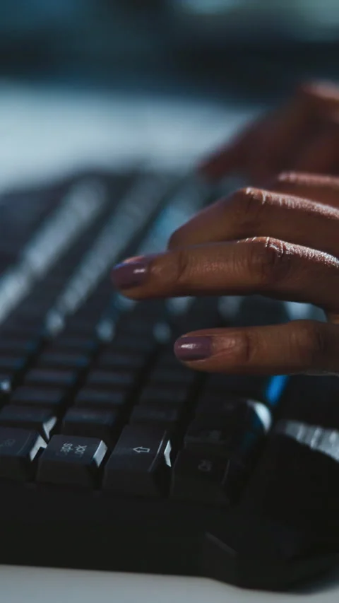 Hands, keyboard and typing at night for web development, programming or coding Stock Footage 333683179