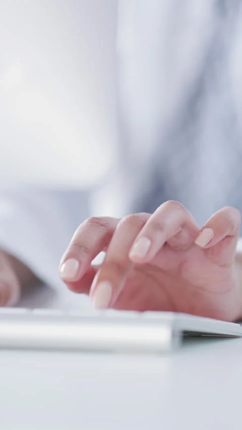 Hands, keyboard and typing at office with computer, report or feedback with tech Stock Footage 329664345