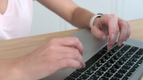 Hands on keyboard close up Distance learning online education and work Stock Footage 194773501