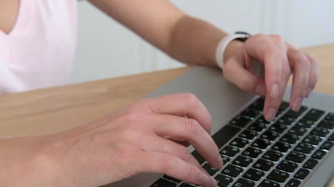 Hands on keyboard close up Distance learning online education and work Stock Footage 195476901