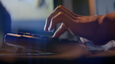 Hands on keyboard hacker at work Stock Footage 122252072