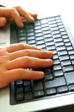 Hands on keyboard Stock Photos